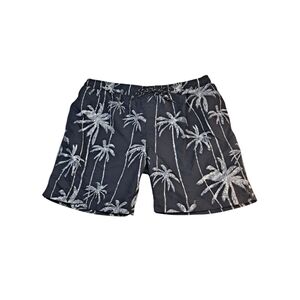 Distortion Men's Swim Trunks Palm Trees Black White 50+ UPF Fast Drying